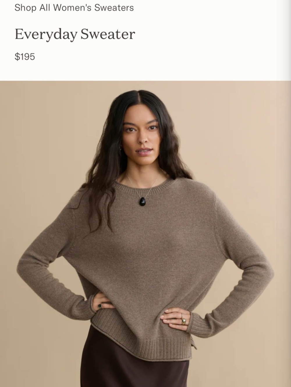 JENNI KAYNE Everyday wool/cashmere Crewneck Sweater - Taupe Small